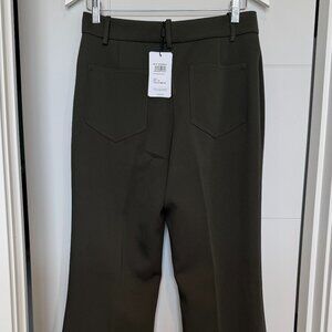 NWT Reiss Priya Twill High-Rise Flared Trousers size 6 US Green
